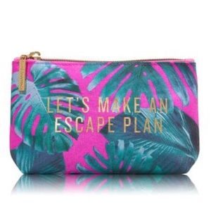 Let’s make an escape plan Tropical palm print makeup pouch